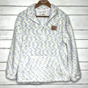 Shelly Cove Multi Color Sherpa Pullover Quarter Zip Size Small